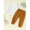 thumbnail image 5 of Elippeo Baby Boy 2Pcs Birthday Outfits 6 12 18 24 Months 3 Years Long Sleeve Letter Print Sweatshirt + Pants Set Fall Spring Clothes, 5 of 9