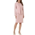 thumbnail image 2 of INSPIRE CHIC Business Dress Suit Sets for Women's 2 Piece Sleeveless Dress and Notched Lapel Blazer S Pink, 2 of 5