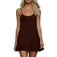 thumbnail image 2 of Women's Summer Dress 2026 A-Line Sleeveless Casual Sundress with Pockets Solid Brown XXL, 2 of 9