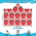 thumbnail image 2 of Red Strawberry Plants Fruit Pink Pattern Hooded Bath Towel，60"x35" for Ages 3 To 12 Kids, Quick Dry Lightweight Soft Microfiber Hood Beach Towel Cover Up for Kids, 2 of 7