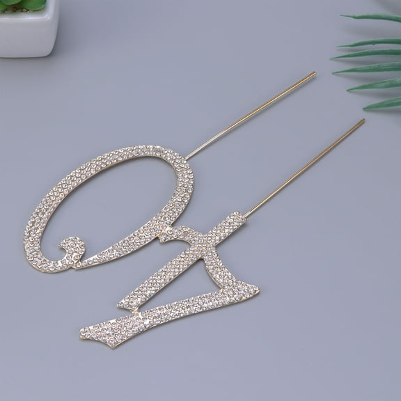WHAMVOX Golden Rhinestone Cake Topper for Birthdays and Anniversaries Elegant Decoration Durable Alloy 5.5 Inches