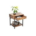 thumbnail image 7 of JJS Side End Table, Nightstand, Bedside Table with Drawer and Storage Shelves, Sofa Table for Living Room, Bedroom, Accent Furniture, Easy Assembly, Rustic Brown, 7 of 7