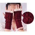 thumbnail image 5 of BEMS-3 pares de guantes de pulsera extendidos de encaje para mujer, guantes de punto cálidos de invierno con medio dedo.C, 5 of 5