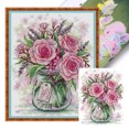thumbnail image 1 of (HA145) Hilo Algodón Ecológico Bordado No Manchú 14CT 2 Hebras Impresión 29*35 Cm Kit Serie Flores Punto Cruz Rosa Y Lavanda (borde Gancho), 1 of 9