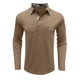 thumbnail image 5 of Men's Spring And Autumn Solid Color T-shirt Lapel 3 Button Open Placket Button Long Sleeved Top L, 5 of 6