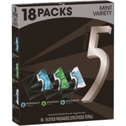 5 Gum Sugar-Free Gum, Variety Box, 18 Ct