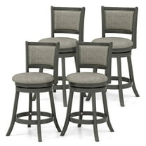 Gymax Swivel Bar Stools Set of 4 w/ Soft-padded Back & Seat Sturdy Wooden Frame