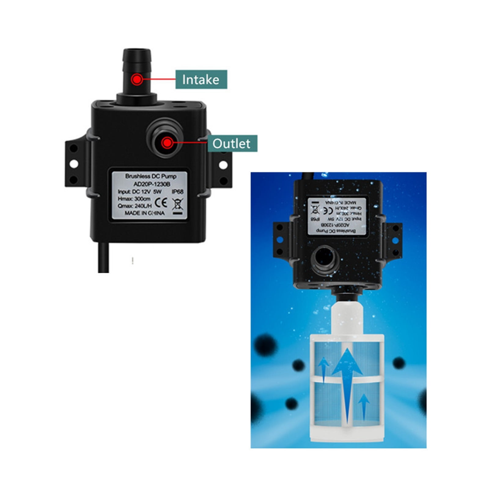Aquarium Solar Water Pump 12V Hydroponics Filter Aeration Fish Tank Rockery Water Pumping Submersible Pump Pond Fountain Outdoor - 6V3W SET_F
