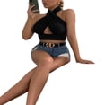 thumbnail image 3 of Débardeurs d'Été pour Femmes Col Croisé Crop Tops 4 Couleurs, 3 of 5