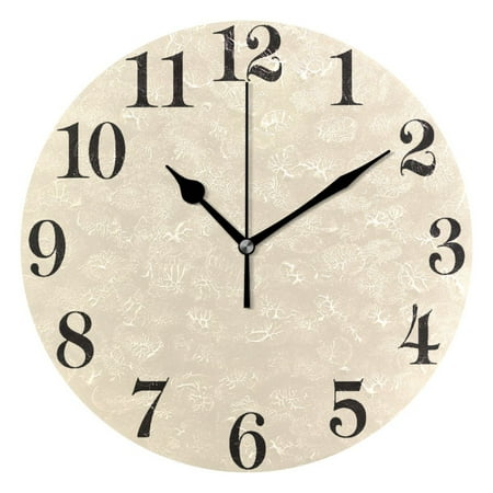 Cream Round Wall Clock Battery Operated Silent Non-Ticking Bedroom Office Kitchen Home School Decor 10(Black)