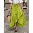 thumbnail image 5 of OYYN Women's A-Line Asymmetrical Ruffle Hem Tie Waist Maxi Skirt, 5 of 6