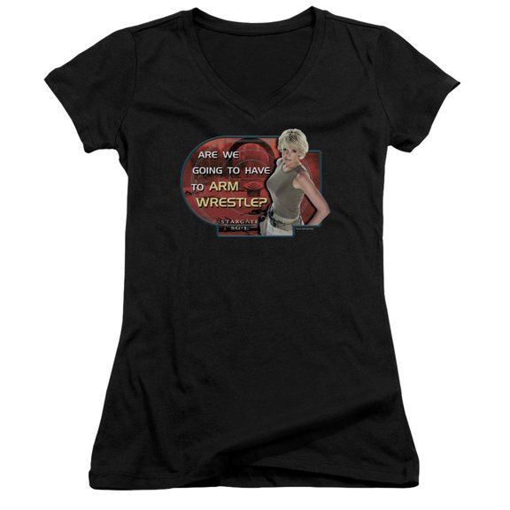 Sg1 Arm Wrestle Junior Women's V-Neck T-Shirt Black