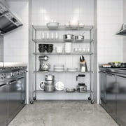 Seville Classics UltraDurable Commercial-Grade 5-Tier NSF-Certified Steel Wire Shelving with Wheels, 60 x 18, Silver