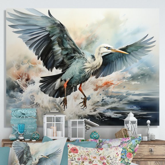 Designart "Cranes Flight Japon wall art II" Japanese Wall Art Print