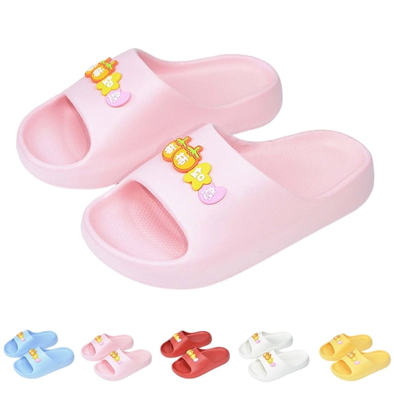 BXJX Girls Slide Sandals, Slip-Resistant Open Toe Beach Soft Sole Kids House Slippers Pink Size 13(Little Kids)