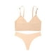 thumbnail image 2 of Gibobby Conjunto de lencería de encaje sujetador sin aros para mujer, Tanga con cuello en V, conjunto de ropa interior para Yoga con soporte superior pequeño(Beige, XL), 2 of 5