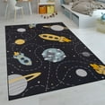 thumbnail image 5 of Kids Rug Non-Slip Play Mat with Planets and Rockets in Grey, 5 of 5