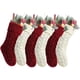 thumbnail image 2 of Bolsa de almacenamiento de adornos colgantes de gran tamaño, medias navideñas de punto rojas, burdeos y blanco marfil, únicas, para decoración familiar, 2 of 4