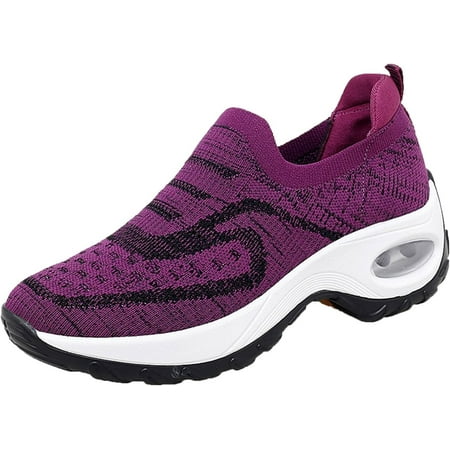 Running Shoes for Women Women s Fashion Elastic Knit Lightweight Slip on Sneakers Summer Casual Breathable Mesh Shoes
