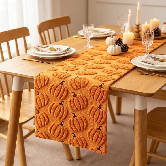 Halloween Decorations Indoor, 13x72 Inch Autumn Pumpkin Table Runner, Thanksgiving Table Runner, Seasonal Kitchen Dining Table Decoration for Home Party Decor