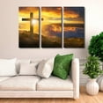 thumbnail image 3 of 3 Panel Wall Art Jesus Crosses at Sunset Poster on Canvas, USA Art Paintings Christian Religion Picture Giclee Artwork Prints for Modern Office Home Decoration, 36" Wx24 H, 3 of 7
