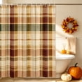 thumbnail image 3 of Warm Brown Checked Shower Curtain, Waterproof Shower Curtains for Bathroom, Fall Farmhouse Buffalo Plaid Washable Fabric Bathtub Curtain Set Bath Decor with 12 Hooks Standard 72"x72", 3 of 8