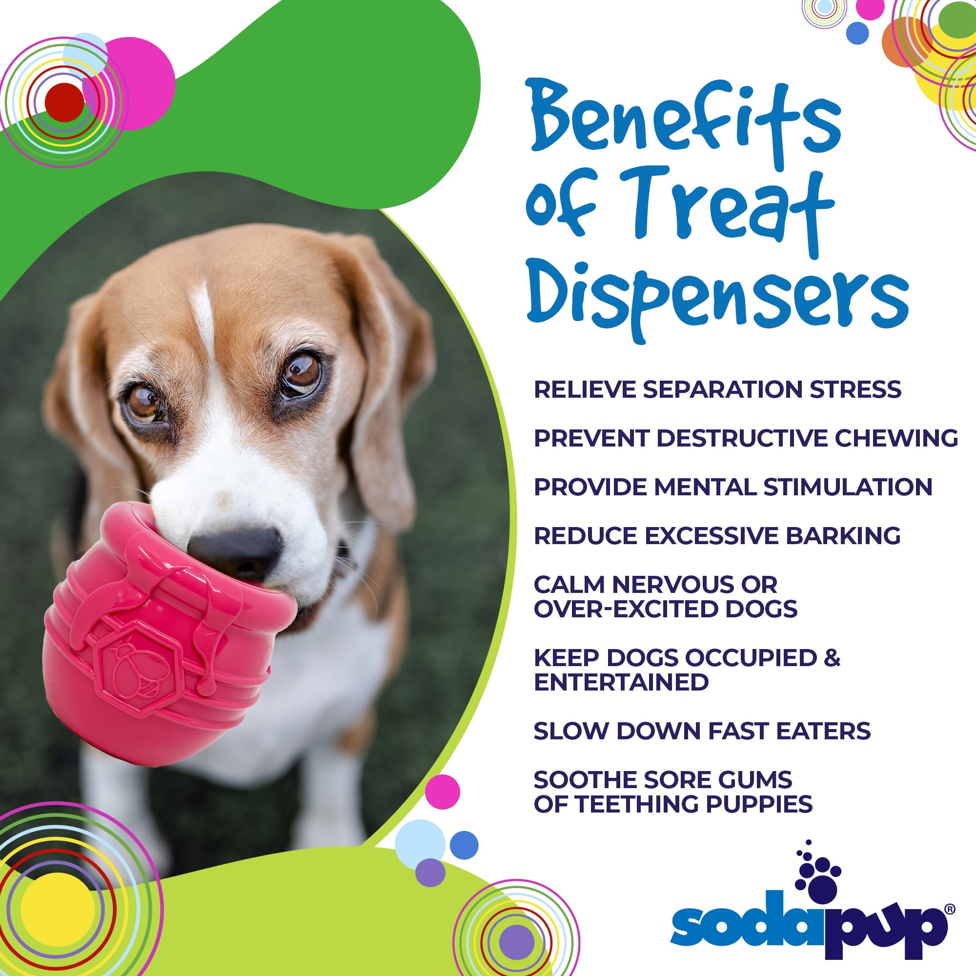 SodaPup Durable PUP-X Honey Pot Rubber eCupTreat Dispenser and Enrichment Toy, XL, Blue