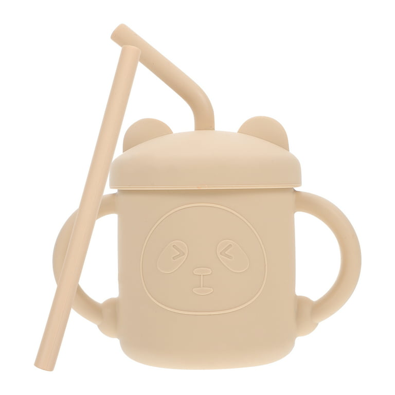 Kids Bear Shaped Sippy Cup Children Feeding Silicone Cup Drinking Straw Cup, Size: 8X6.5X6.5CM
