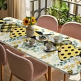 thumbnail image 3 of Spring Bee Love Table Cloths for 8 Foot Rectangle Tables, Yellow Daisy Eucalyptus Leaves Rustic Patio Waterproof Elastic Fitted Tablecloths, Washable Rectangular Table Cover for Camping, 3 of 8