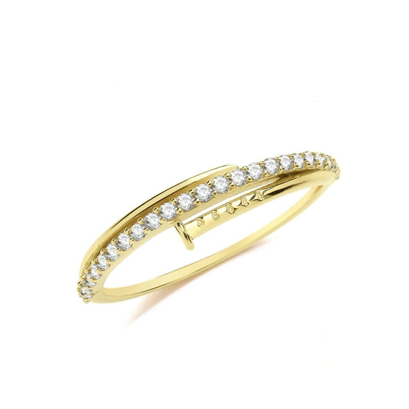 Trendy 9k Gold Women Nail Ring with Cubic Zirconia/CZ