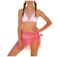 thumbnail image 3 of Linfrsh Bikini for Girls Girl's 3 Piece Bikini Set Print Criss Cross Wrap Bathing Suit Swimsuit with Cover Up Skirt(Light Pink,11-12 Years), 3 of 9