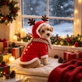 thumbnail image 6 of Dog Cat Christmas Costume for Small Medium Pets Holiday Outfit with Hood Soft Stretchy Pet Apparel for Party Photo Shoot, Adjustable Festive Sweatshirt for Puppy Kitten, Style B, Pet Clothes, 6 of 7