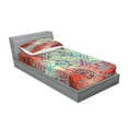 thumbnail image 2 of Ambesonne Ethnic Fitted Sheet & Pillow Sham Set, Grunge Paisley, Twinxl, Turquoise Orange Black, 2 of 2