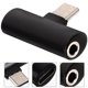 thumbnail image 2 of Adaptador 2 en 1 de carga tipo C a auriculares auxiliares de 3,5 mm, compatible con teléfonos Xiaomi y Huawei (negro), 2 of 7