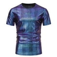 thumbnail image 2 of WTXUE T-Shirts Short Sleeve, Crew Neck Shirts for Men Sports T Shirt Casual Lapel Shiny T Shirt Top Solid | Dancewear for Men Purple S, 2 of 7