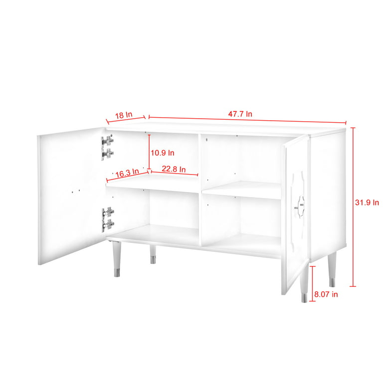 MMT Furniture Designs Ltd Vitrinas modernas de los aparadores del buffet  del lustre del blanco mate con las luces del LED (blanco, medio), SIB02White