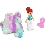 Polly Pocket Micro Doll with Unicorn-Themed Die-cast 3-Wheeler and Mini Pet, Travel Toys