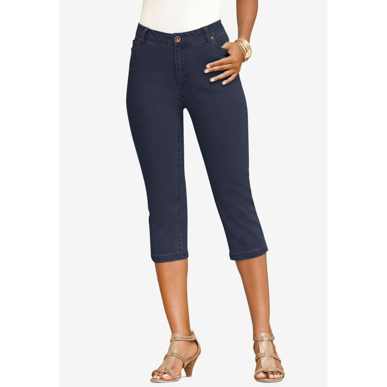 Roaman's Women's Plus Size Invisible Stretch Contour Capri Jean Jeans 
