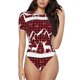 thumbnail image 1 of Balery Christmas Buffalo Plaid Body de cuello redondo de manga corta para mujer Tops de manga corta Tops básicos-Small, 1 of 7