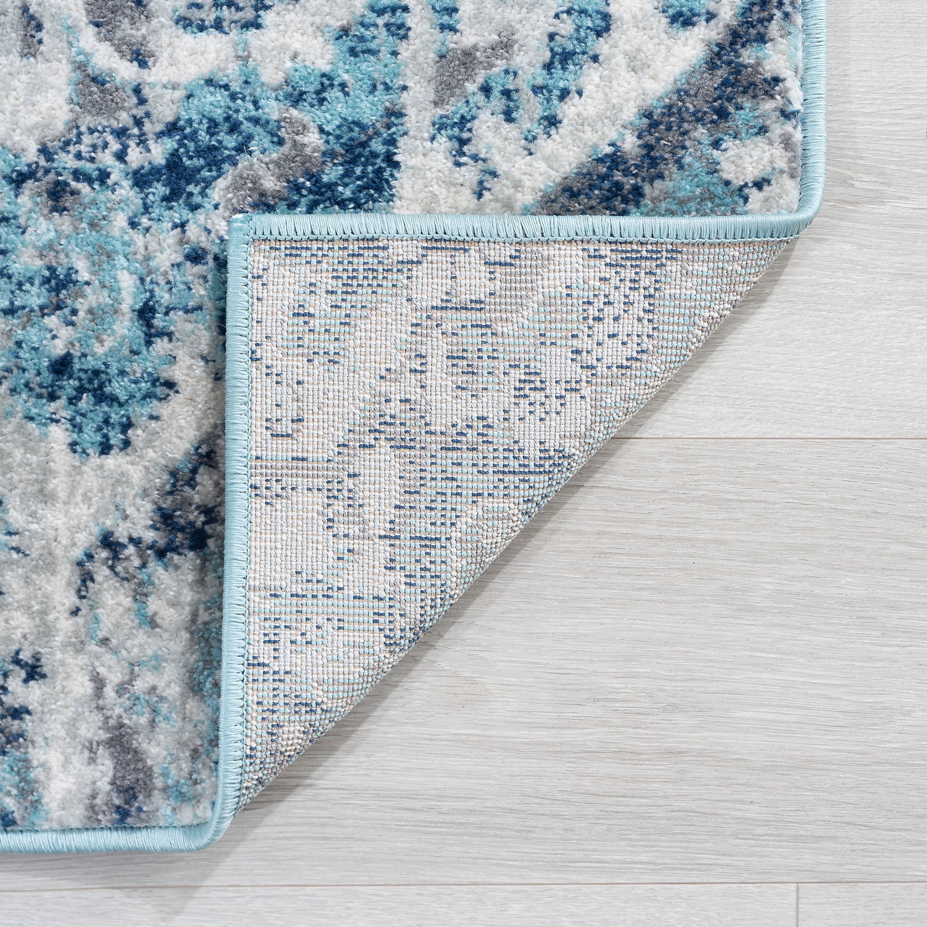 Transitional 9x12 Area Rug (8'9'' x 12'3'') Geometric Blue, Navy Living Room Easy to Clean