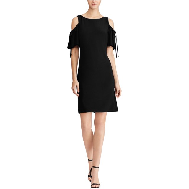 Vestido ajustado y acampanado American Living negro 14 Entallado y acampanado