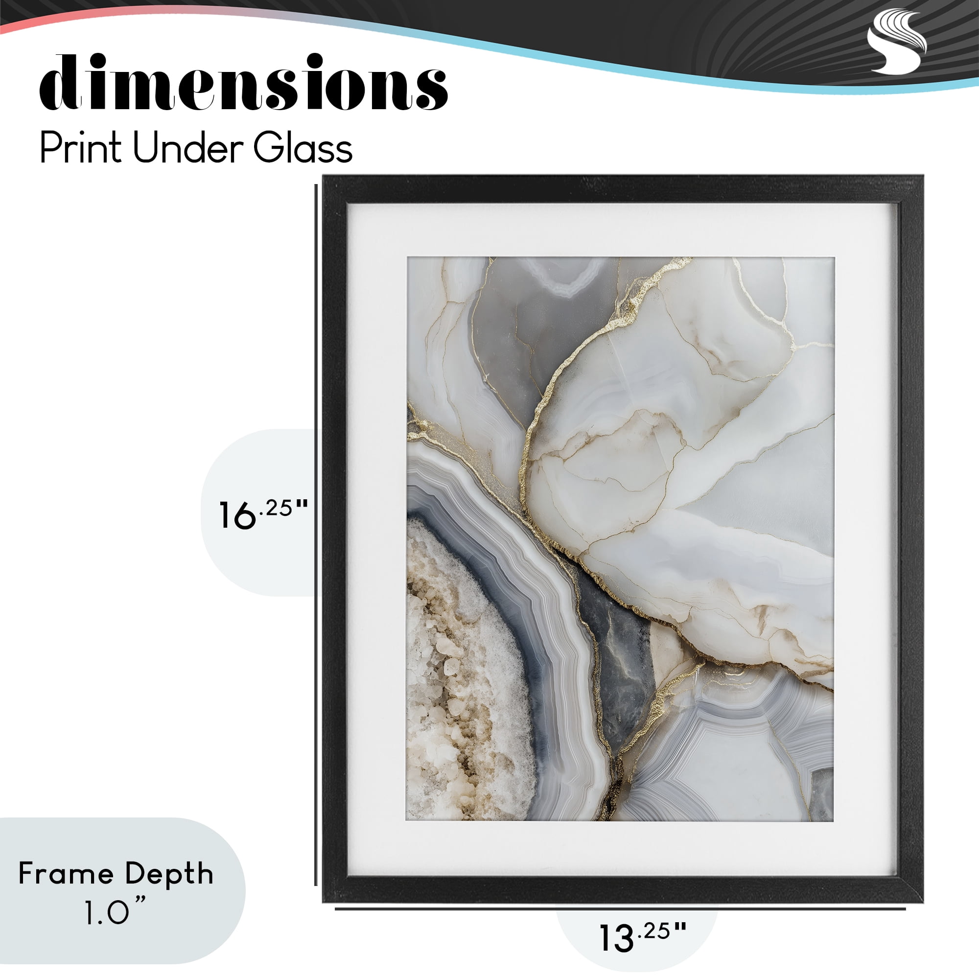 Stupell Industries Mineral Elegance Granite Black Framed Print Under Glass, design by Svetlana Aleynikova