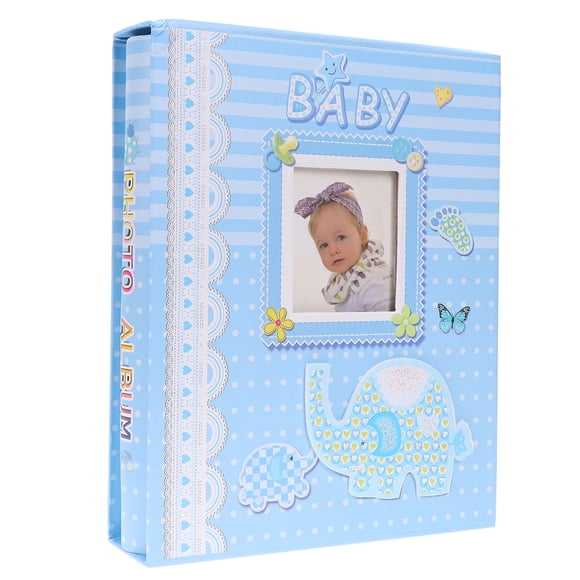Álbum de fotos creativo conmemorativo de 6 pulgadas, 200 páginas, bolsa de regalo con personalidad, decoración para fotos de bebés (azul)
