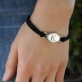 thumbnail image 3 of Letter K Floral Monogram Initial Novelty Suede Leather Metal Bracelet, 3 of 4