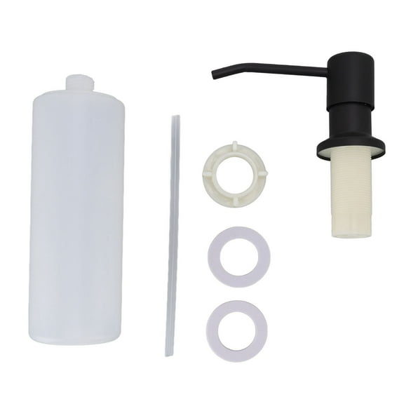 300ml Kitchen Sink Soap Dispenser Stainless Steel 360° Rotation Multifunctional Soap Dispenser for Kitchen Black