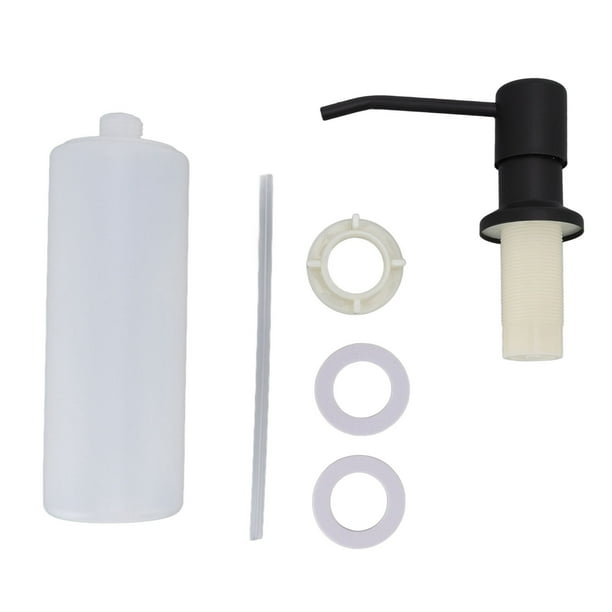 Dispensador de jabón para fregadero de cocina con rotación de 360° de acero inoxidable (300 ml, negro)