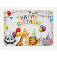 thumbnail image 1 of Kids Birthday Bath Mat, Cartoon Style Safari Jungle Animals at a Party with Flags and Balloons Image, Non-Slip Plush Mat Bathroom Kitchen Laundry Room Decor, 29.5 X 17.5 Inches, Multicolor, Ambesonne, 1 of 2