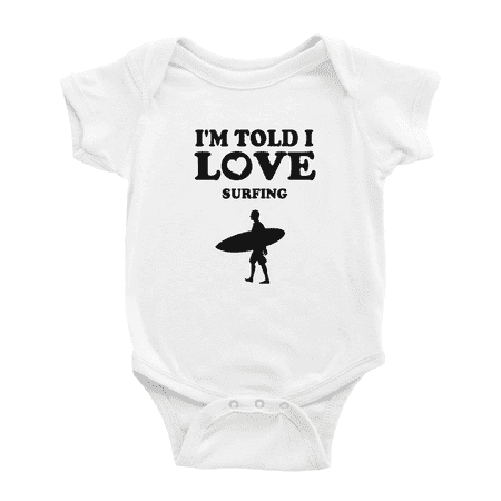 

I m Told I love Surfing Funny Baby Jumpsuit Boy Girl Unisex