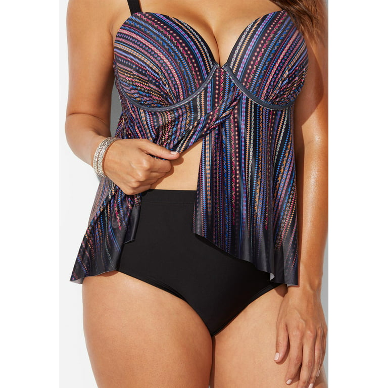 Swimsuits For All Women's Plus Size Flyaway Underwire Tankini Top 8  Friendship 