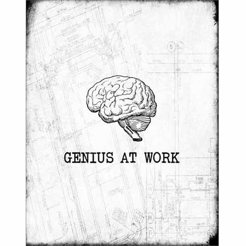 Genius At Work Brain Distressed Modern Contemporary Trendy